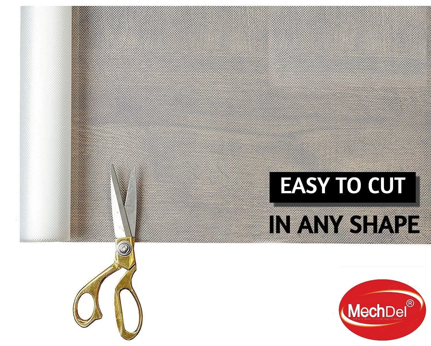 Mechdel Non-Slip Mat Roll/Waterproof Liner/Kitchen Organizer Mat/Durable Cabinet Mat/Shelf Protector Mat/PVC/Drawer Organizer Mat/Fridge Mat/Table Mat/,(45cm X 500cm) (Transparent White)