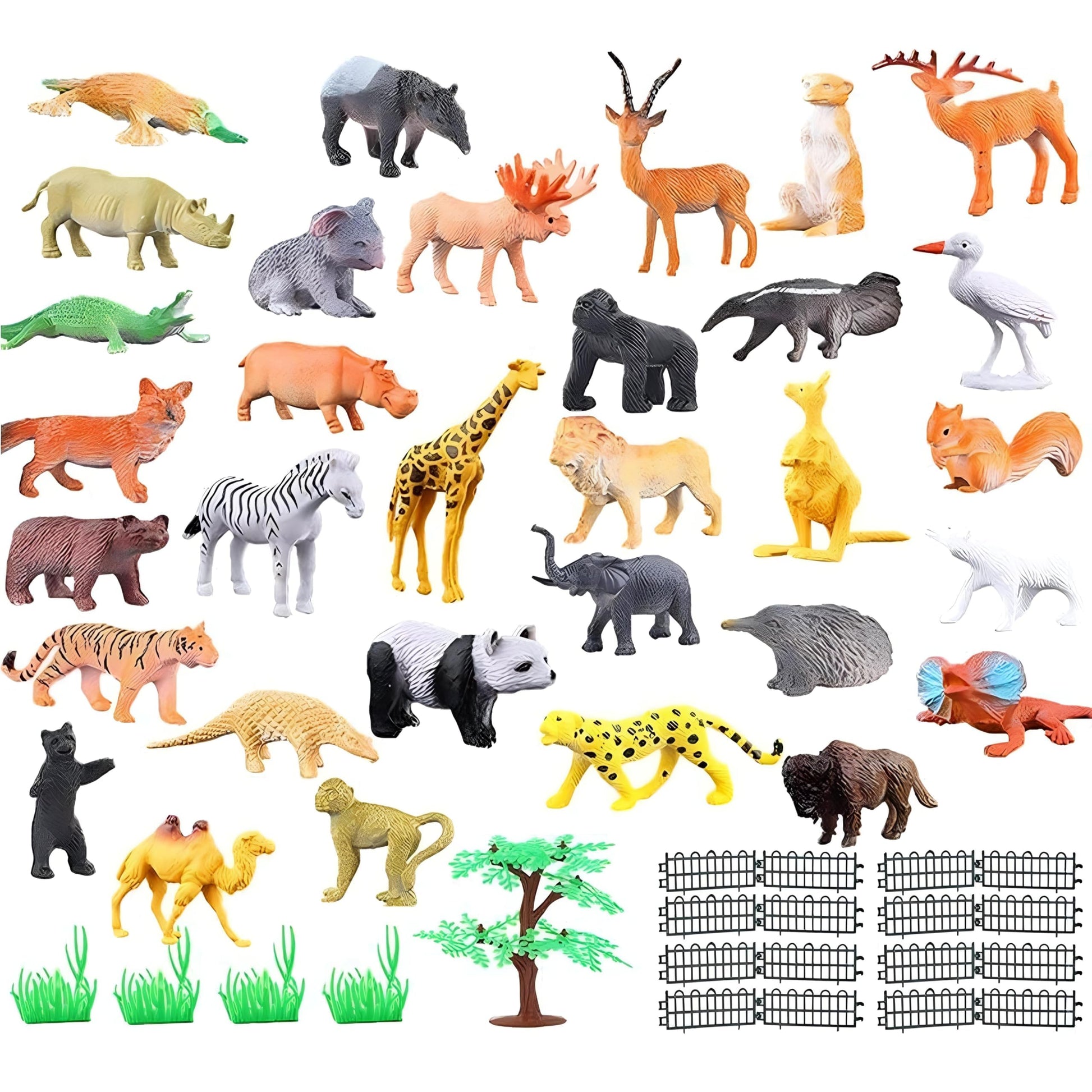 6 Pcs Big Size Full Action Toy Figure Jungle Cartoon Wild Animal Toys Figure Playing Set for Kids Current Animals Lion Giraffe Elephant Tiger Toys