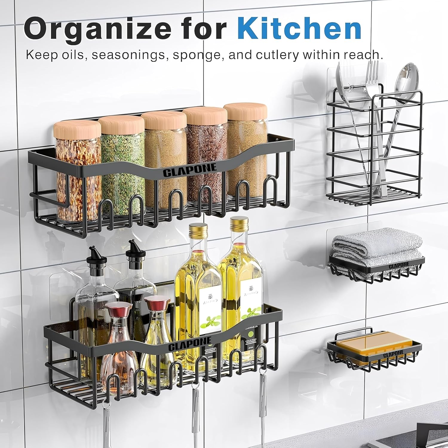 Stainless Steel Bath Organizers With Large Capacity Organizer Combo Racks and Shelves for Wall Stand for Bathroom Without Drill Soap Holder with Tooth Brush Holder Bathroom Accessories (5 pcs)