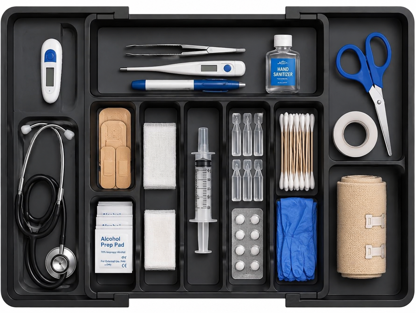 MECHDEL Medical Drawer Organiser Tray for Dental Clinic & Hospital Use | Multi-Compartment Plastic Drawer Organizer for Dental Tools, Medical Instruments, Syringe, Cotton & First Aid Accessories | Easy to Wash
