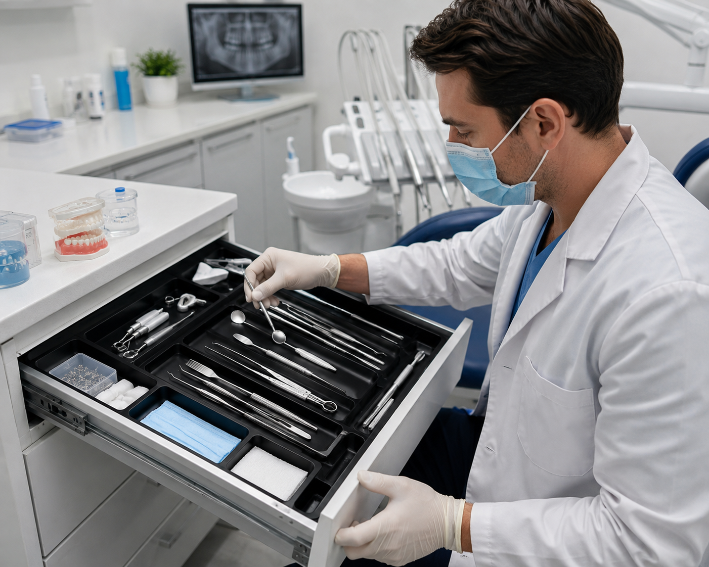 MECHDEL Medical Drawer Organiser Tray for Dental Clinic & Hospital Use | Multi-Compartment Plastic Drawer Organizer for Dental Tools, Medical Instruments, Syringe, Cotton & First Aid Accessories | Easy to Wash