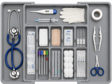 MECHDEL Medical Drawer Organiser Tray for Dental Clinic & Hospital Use | Multi-Compartment Plastic Drawer Organizer for Dental Tools, Medical Instruments, Syringe, Cotton & First Aid Accessories | Easy to Wash