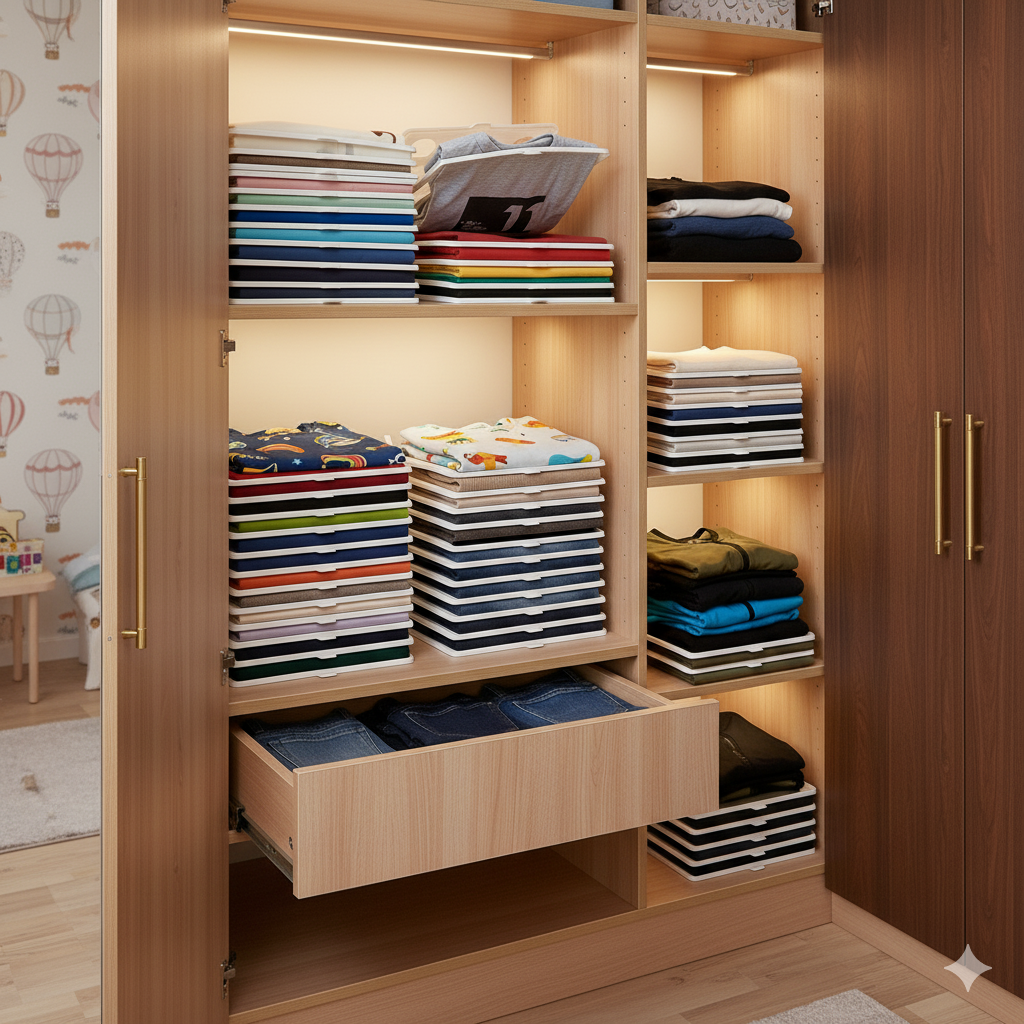 mechdel Effortless Closet Organizer/Shirt Organizer for Men/T Shirt Organizer/Sare Organiser/jeans/pants/iron clothe tray/Folding Board for Shirts (WHITE, 20PCS)