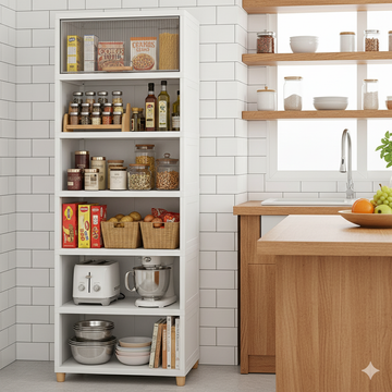 Mechdel Foldable Plastic Cupboard Rack for Clothes Storage - 1 Door Transparent Wardrobe (1PCS, 45 x 38 x 34 Cm)