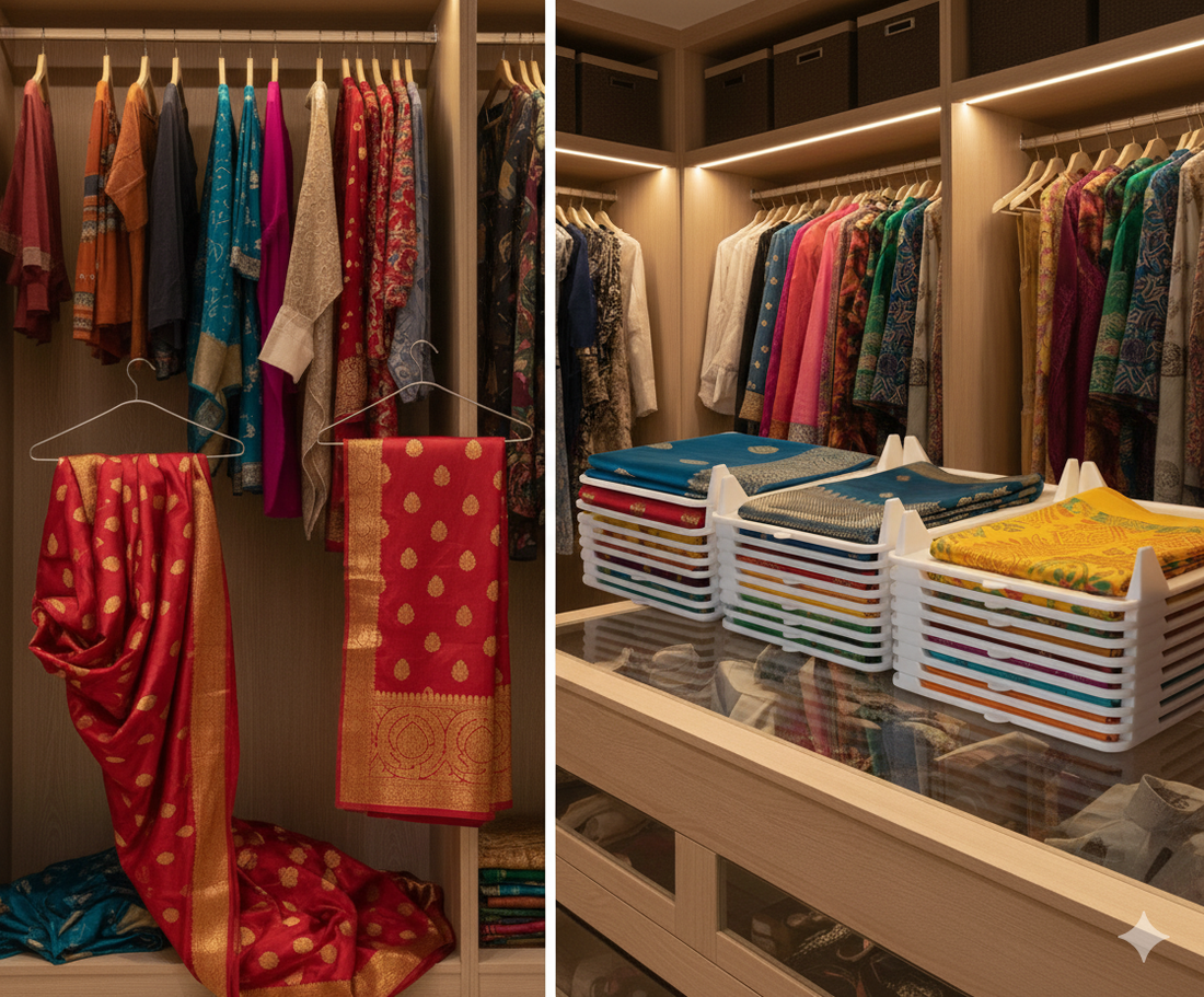 mechdel Effortless Closet Organizer/Shirt Organizer for/Saree Organiser/iron clothe tray Big size