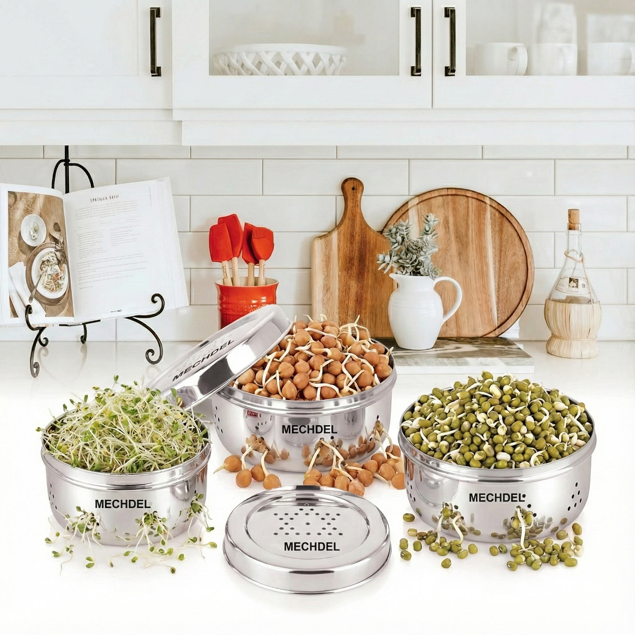 mechdel Stainless Steel Hole Puri Dabbas/Sprout Maker