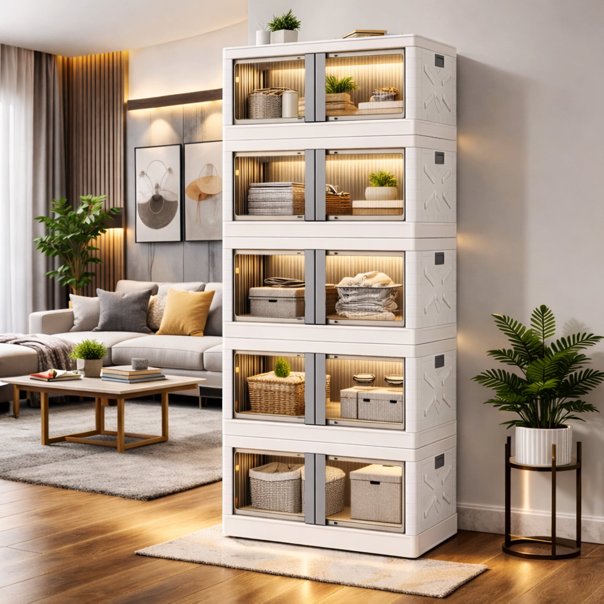 Mechdel Clothes Organizer Rack, 2 Door Storage Bin