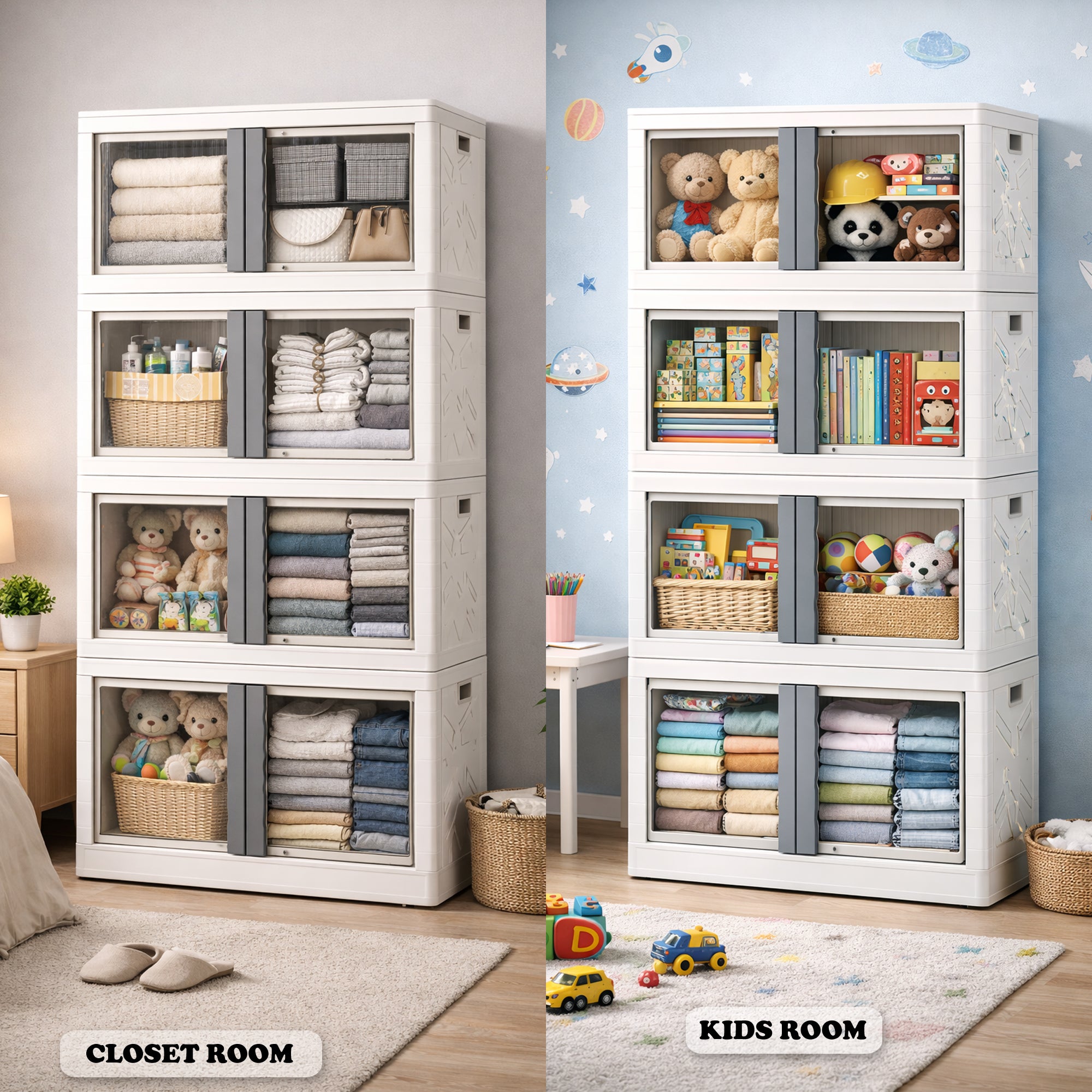 Mechdel Clothes Organizer Rack, 2 Door Storage Bin