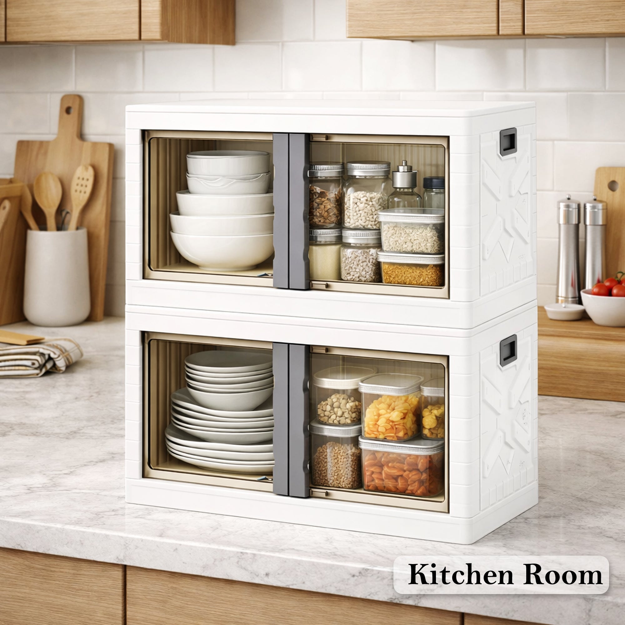 Mechdel Clothes Organizer Rack, 2 Door Storage Bin