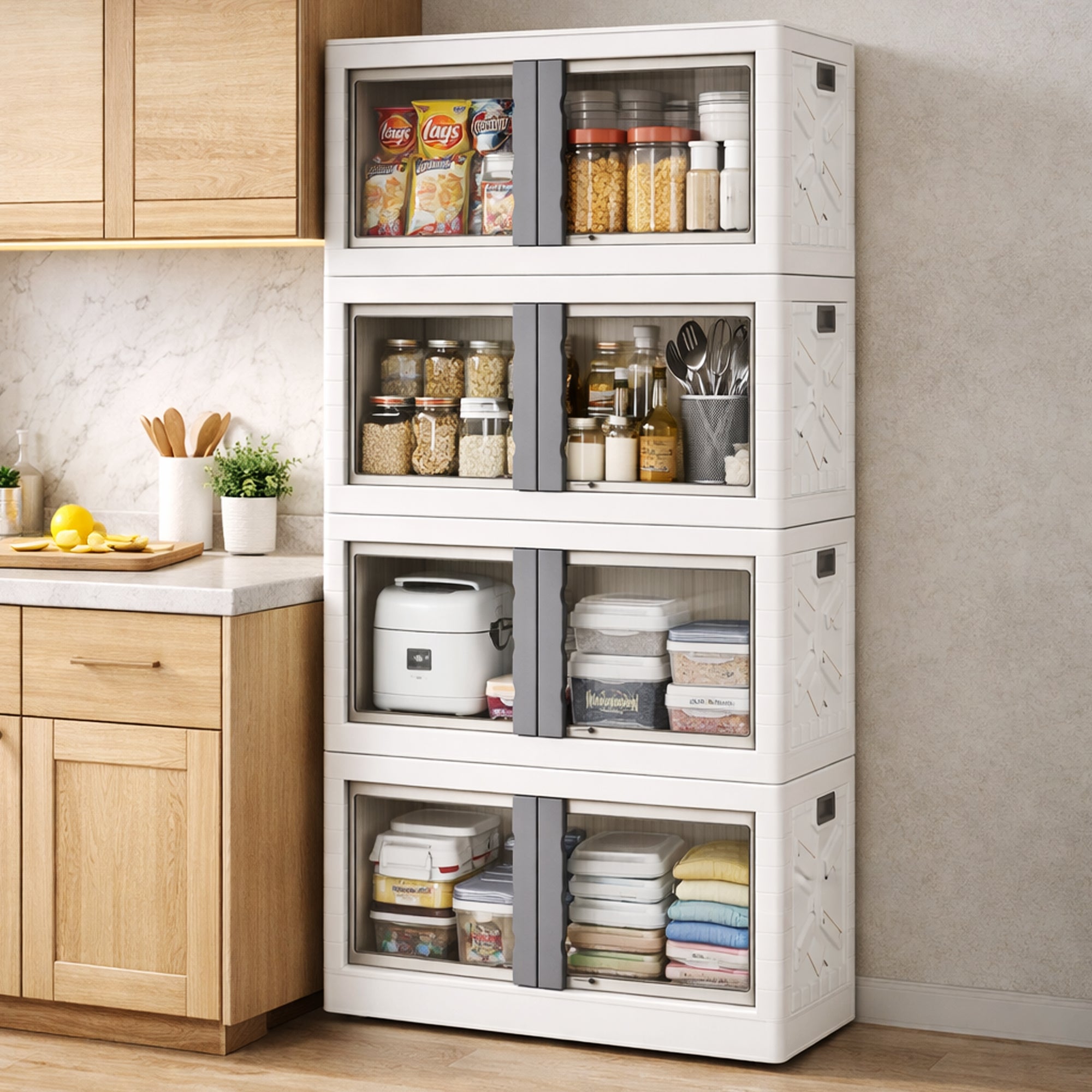 Mechdel Clothes Organizer Rack, 2 Door Storage Bin