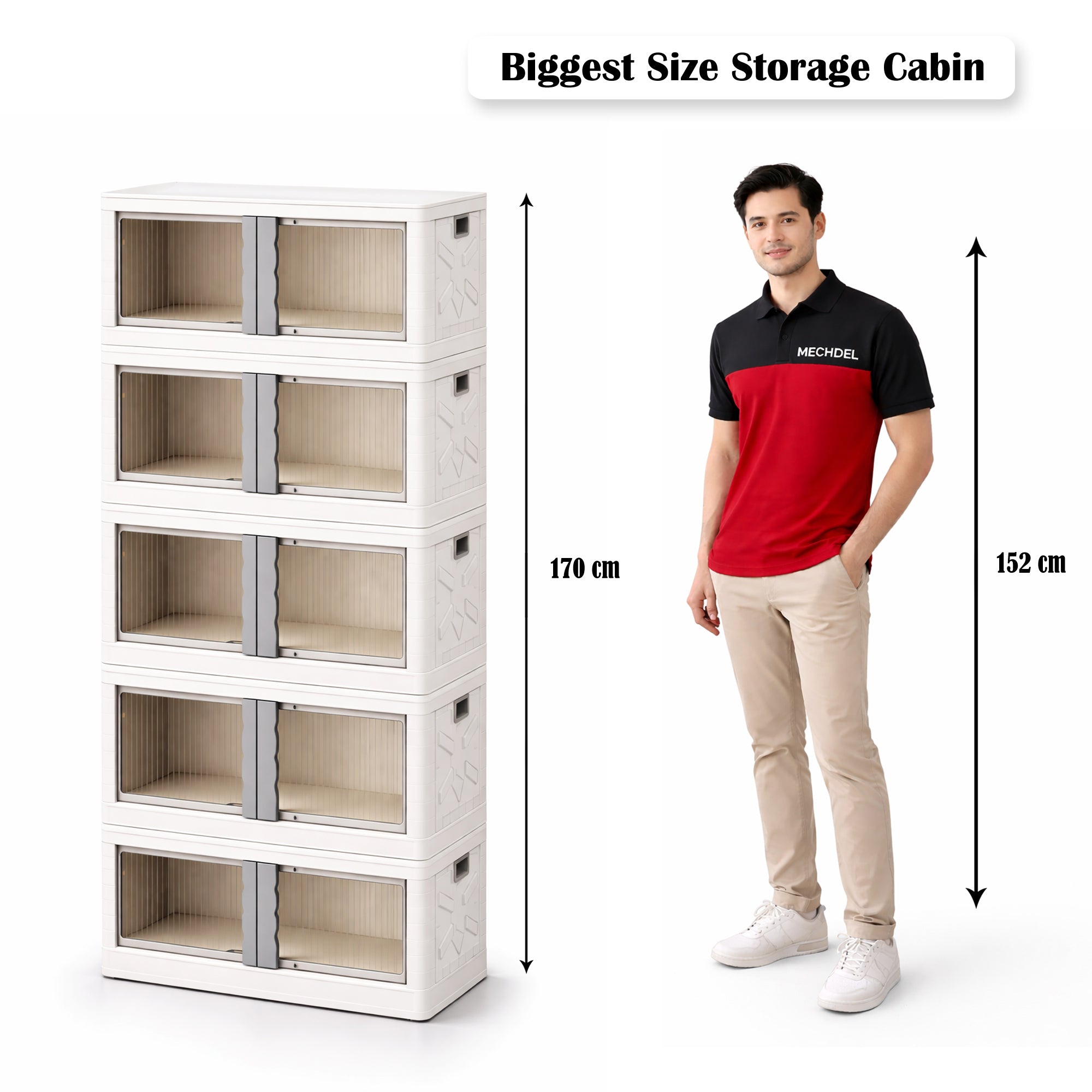 Mechdel Clothes Organizer Rack, 2 Door Storage Bin