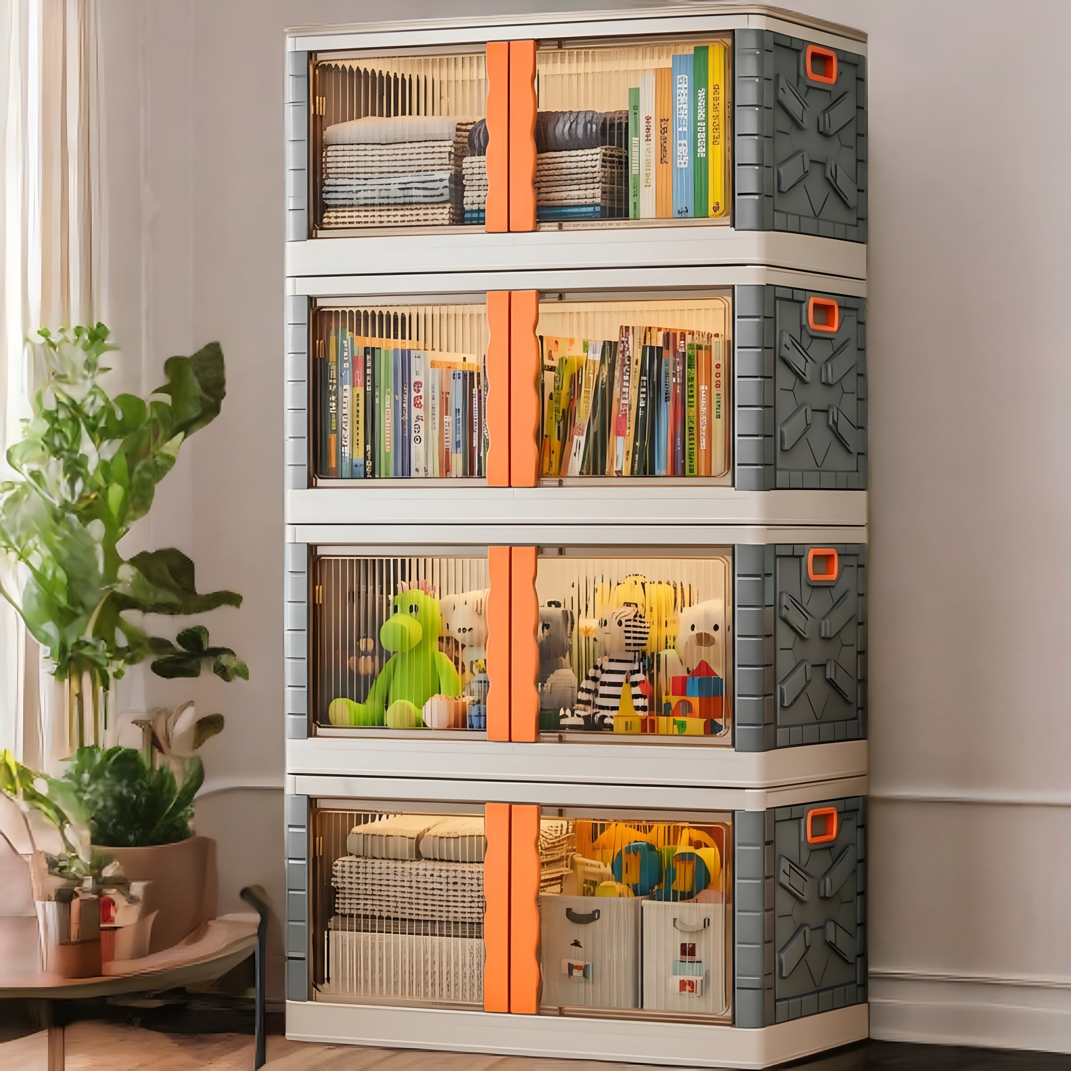 Mechdel Clothes Organizer Rack, 2 Door Storage Bin