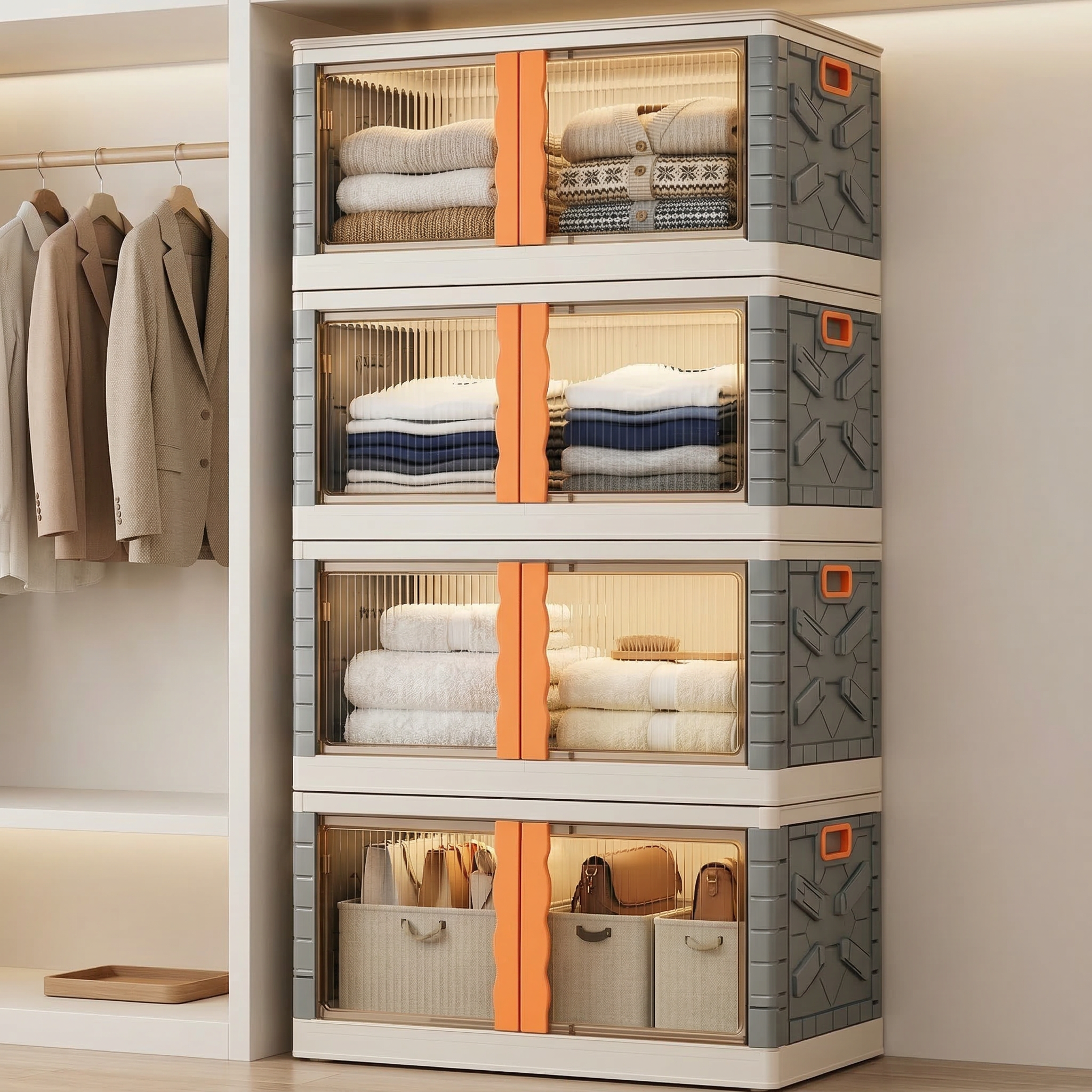 Mechdel Clothes Organizer Rack, 2 Door Storage Bin