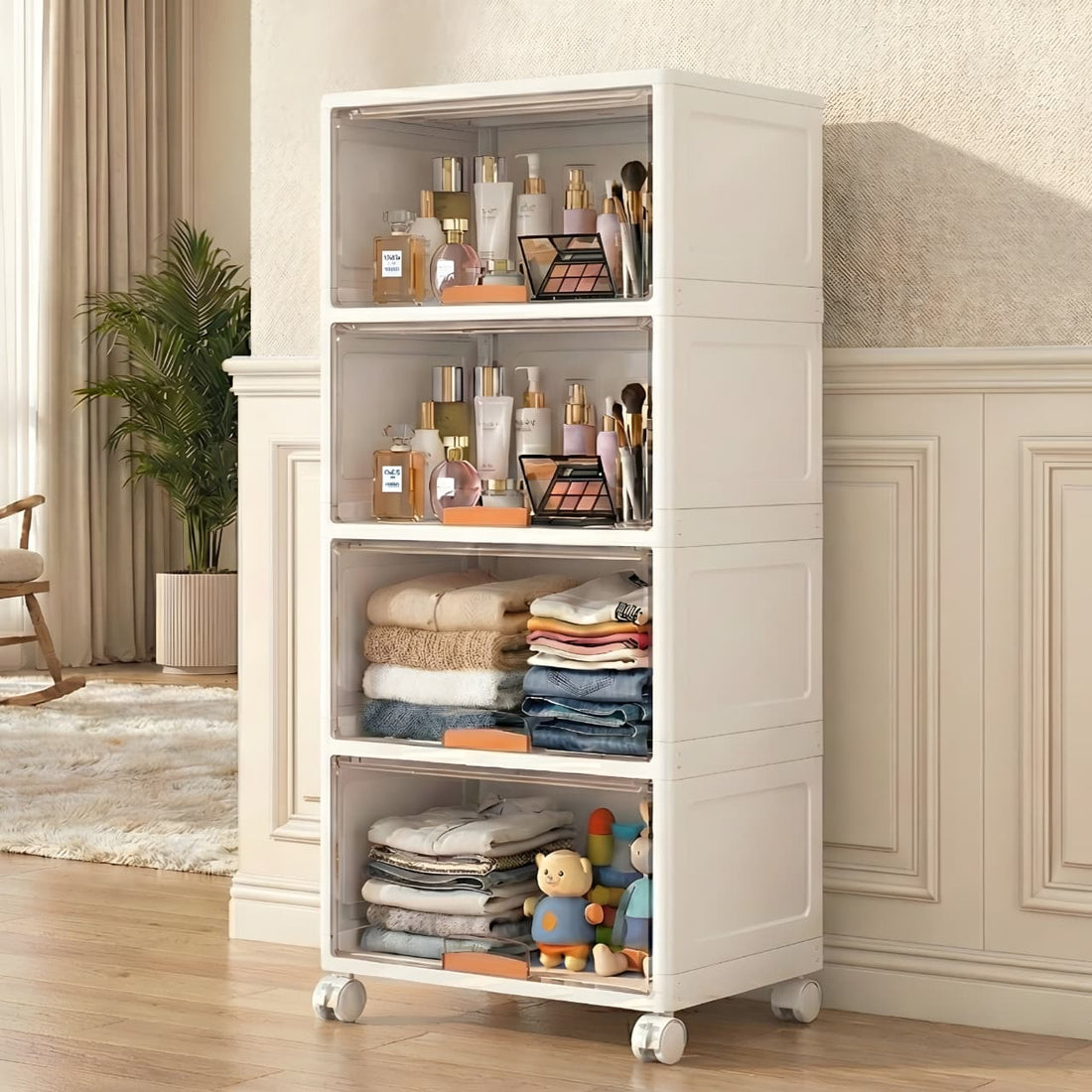 Mechdel Foldable Plastic Cupboard Rack WITH WHEELS