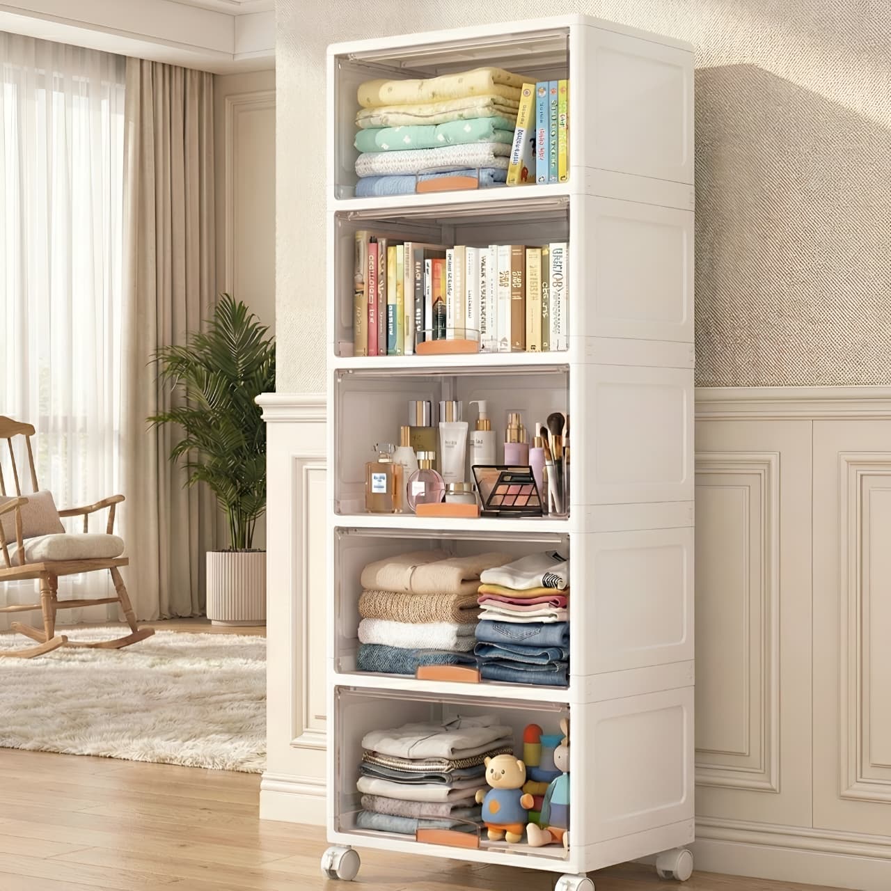 Mechdel Foldable Plastic Cupboard Rack WITH WHEELS