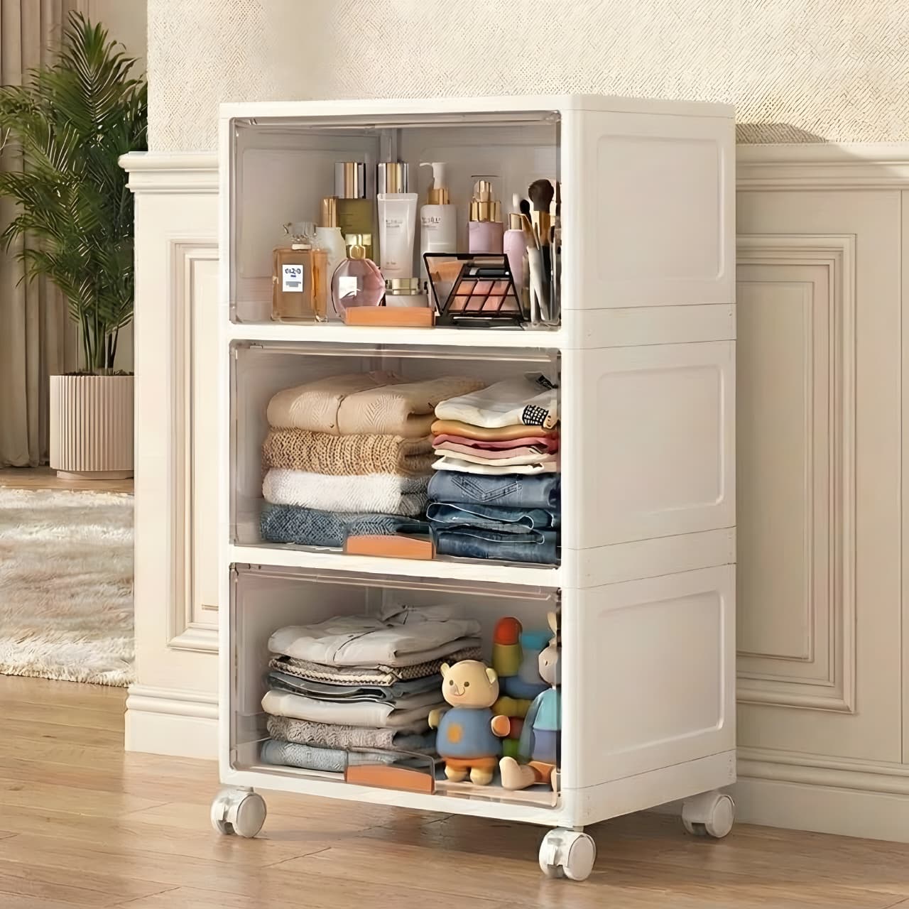 Mechdel Foldable Plastic Cupboard Rack WITH WHEELS