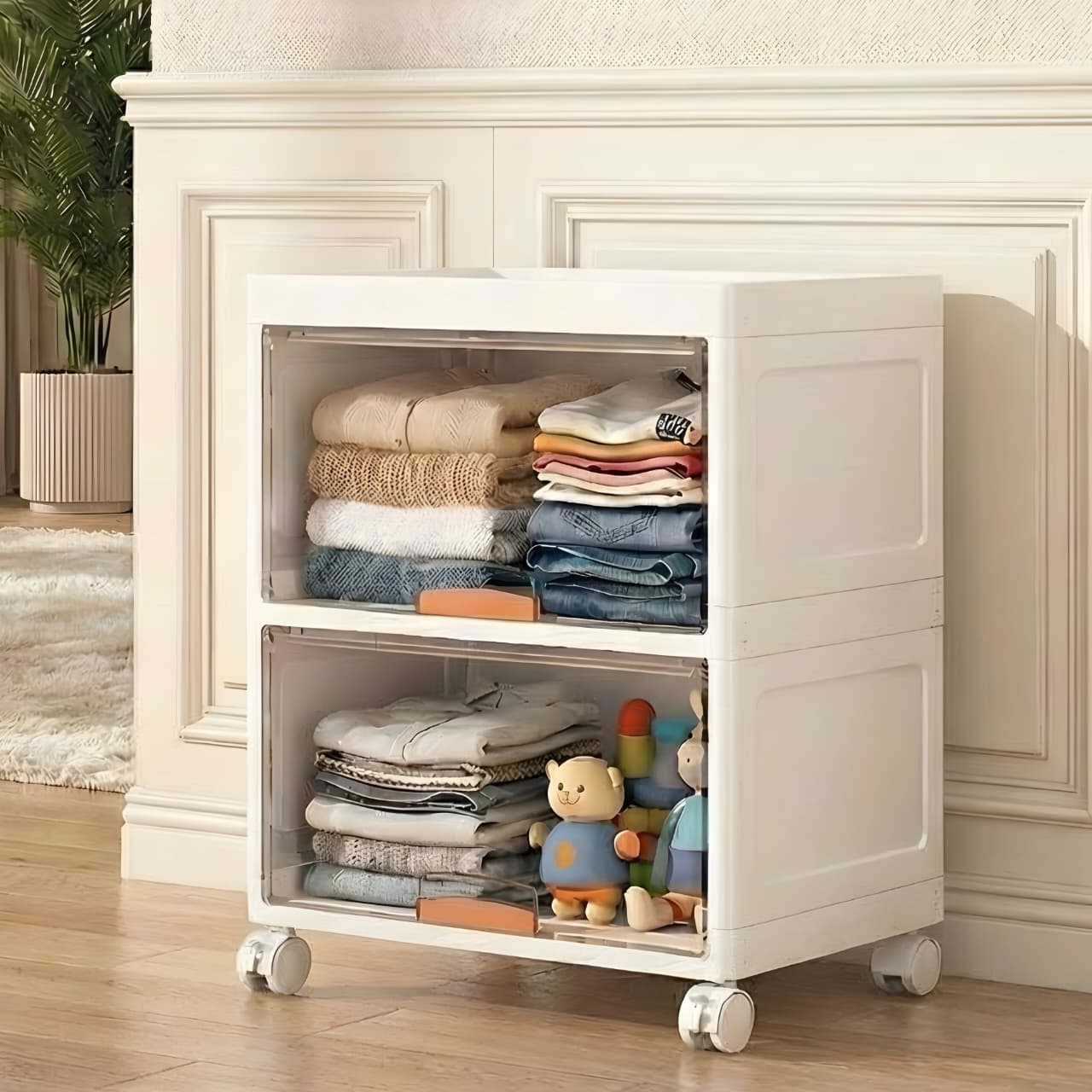 Mechdel Foldable Plastic Cupboard Rack WITH WHEELS