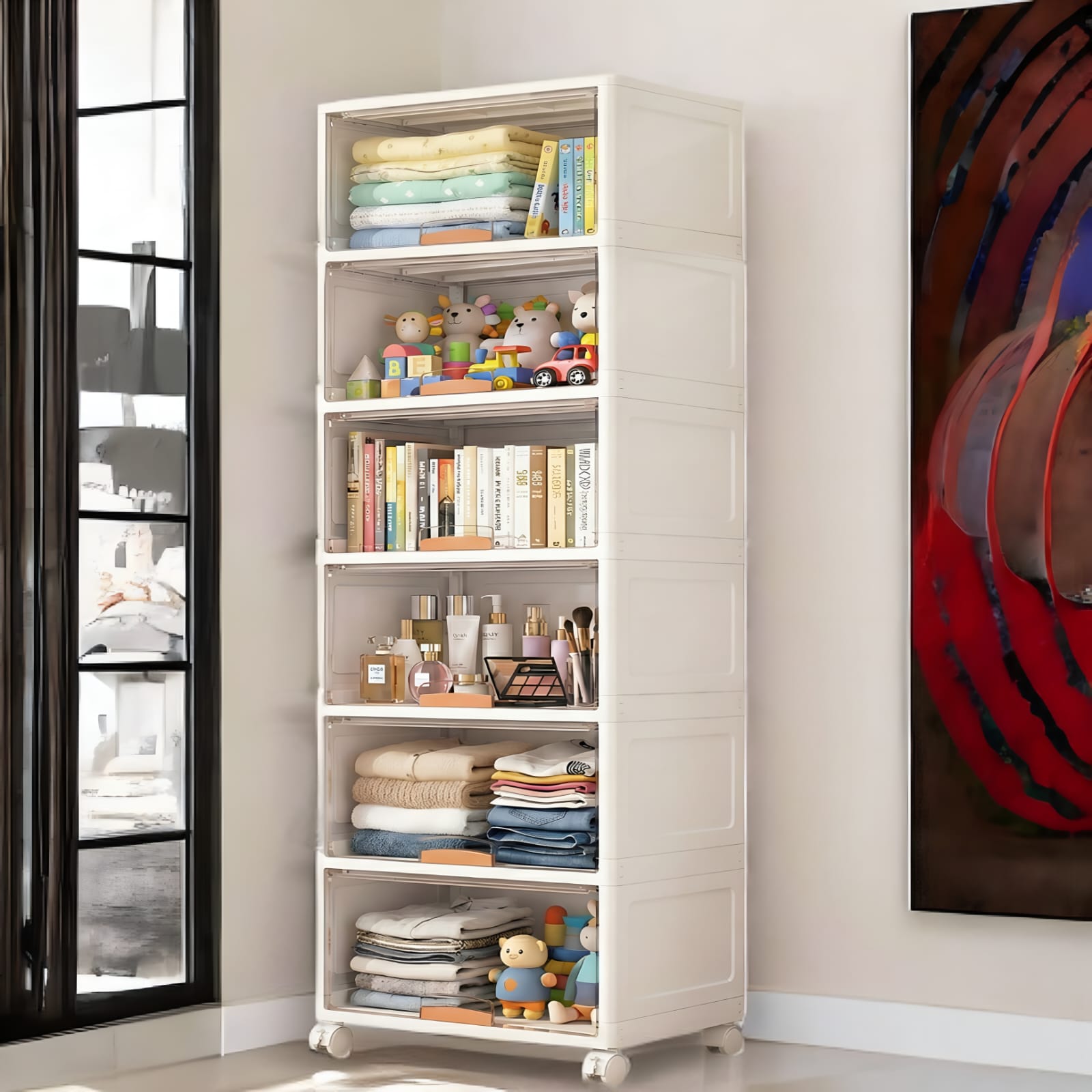 Mechdel Foldable Plastic Cupboard Rack WITH WHEELS