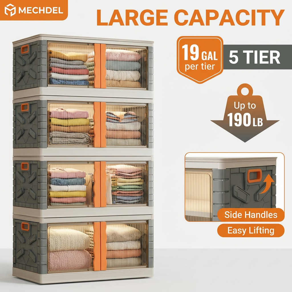 Mechdel Clothes Organizer Rack, 2 Door Storage Bin