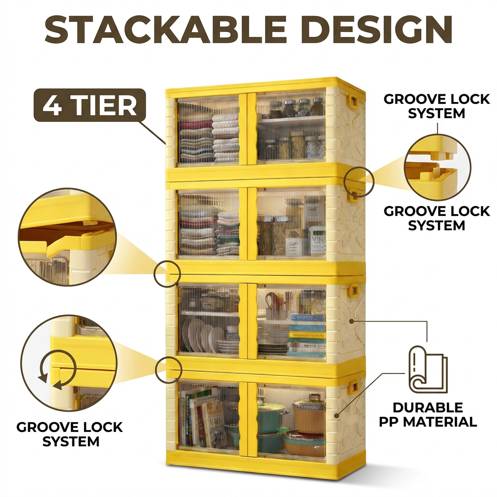 Mechdel Clothes Organizer Rack, 2 Door Storage Bin