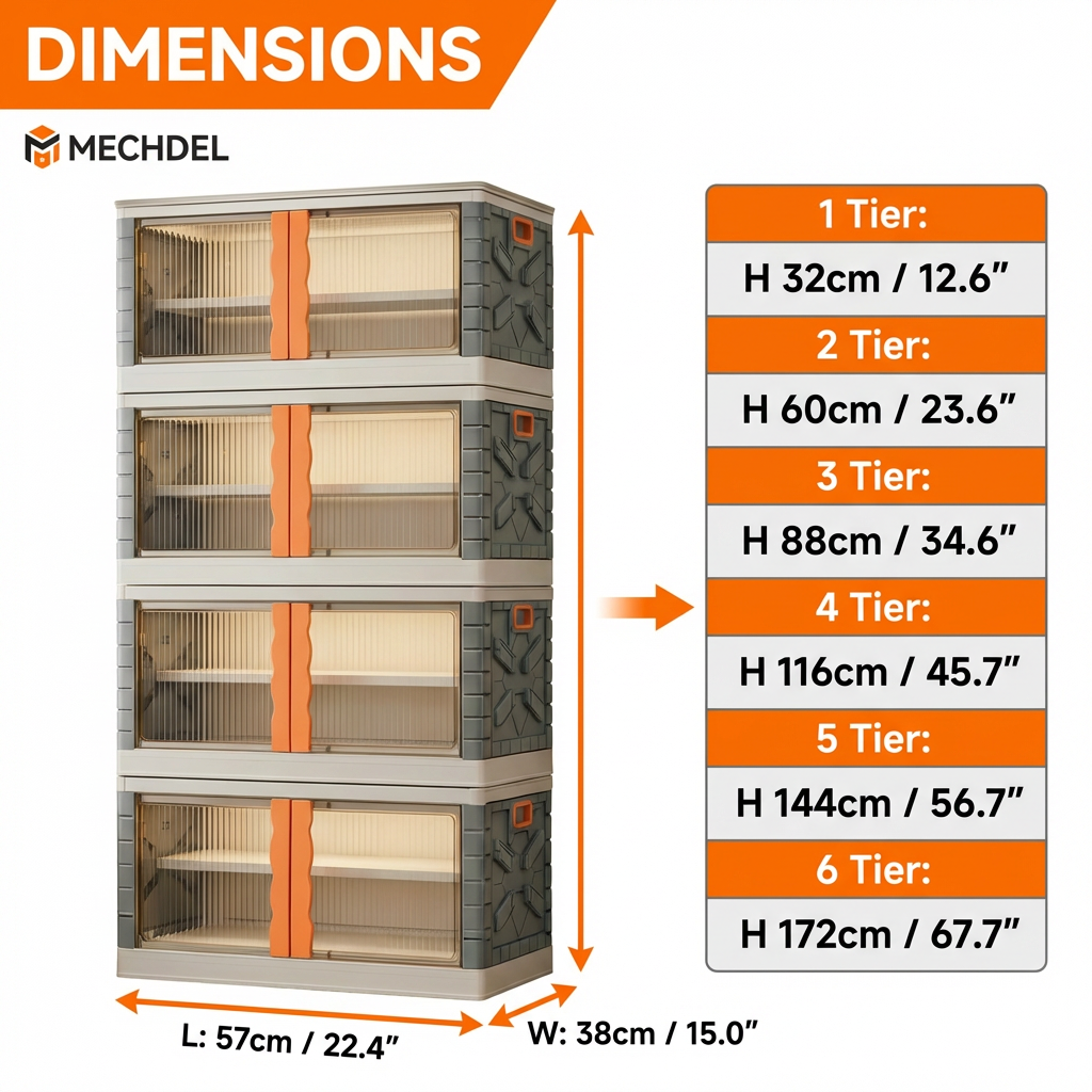 Mechdel Clothes Organizer Rack, 2 Door Storage Bin