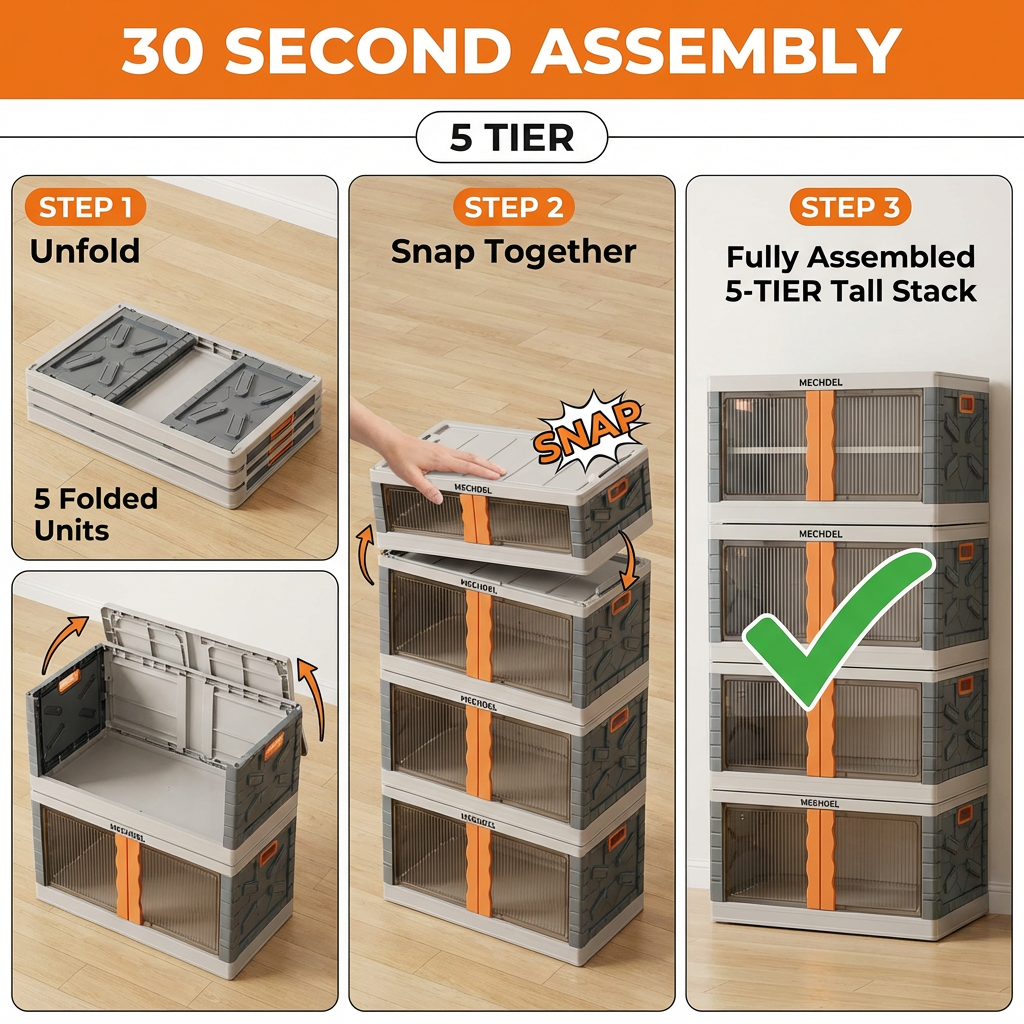 Mechdel Clothes Organizer Rack, 2 Door Storage Bin