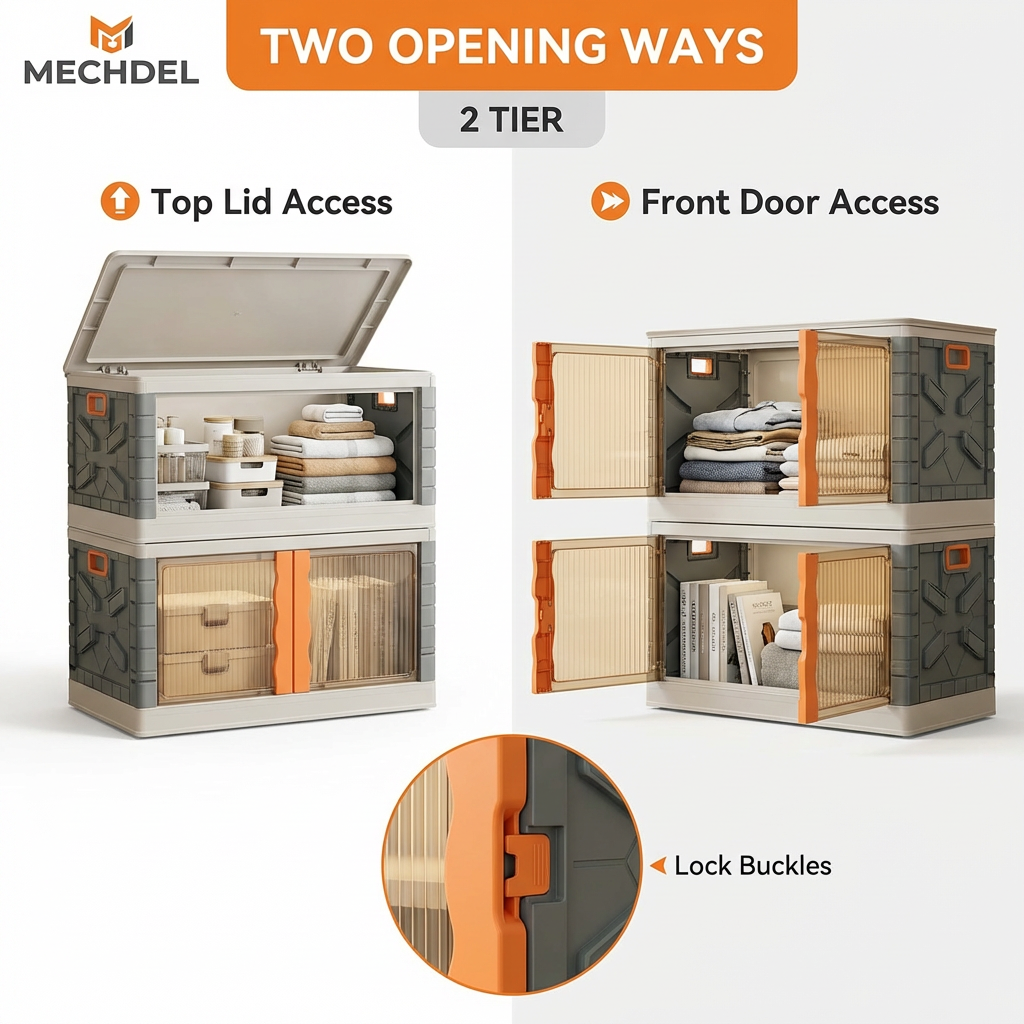 Mechdel Clothes Organizer Rack, 2 Door Storage Bin